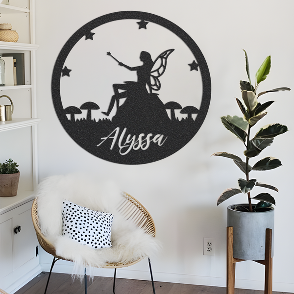 Personalized Fairy Name Metal Sign | Girls Room Metal Sign | Kids Room Metal Sign | Custom Girls Room Sign | Custom Plaque Home Decor