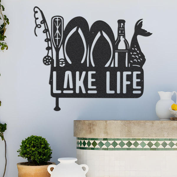 Lake Life Metal Wall Art, Lake Metal Sign Outdoor Wall Art, Lake Life Sign Metal Wall Decor, Metal Sign, Housewarming Gift