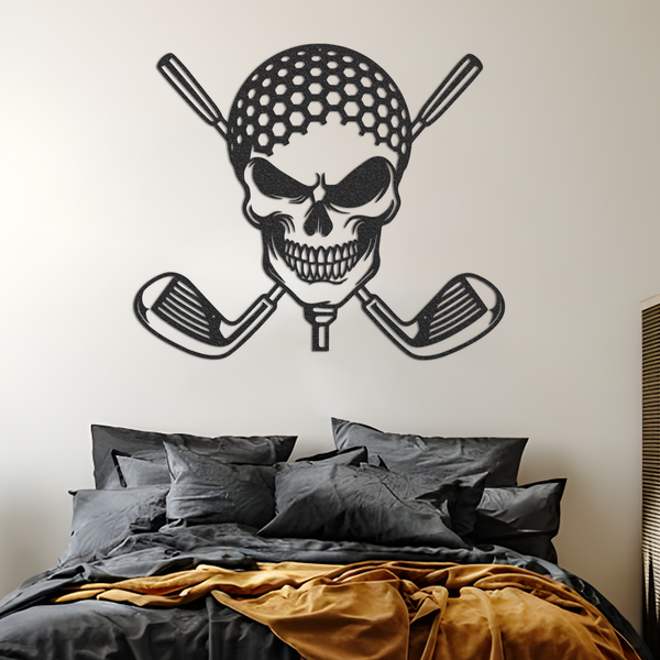 Golf Skull Metal Sign, Golf Metal Art Decoration, Golf Wall Decor, Golf Metal Home Decor, Gift for Golf Player