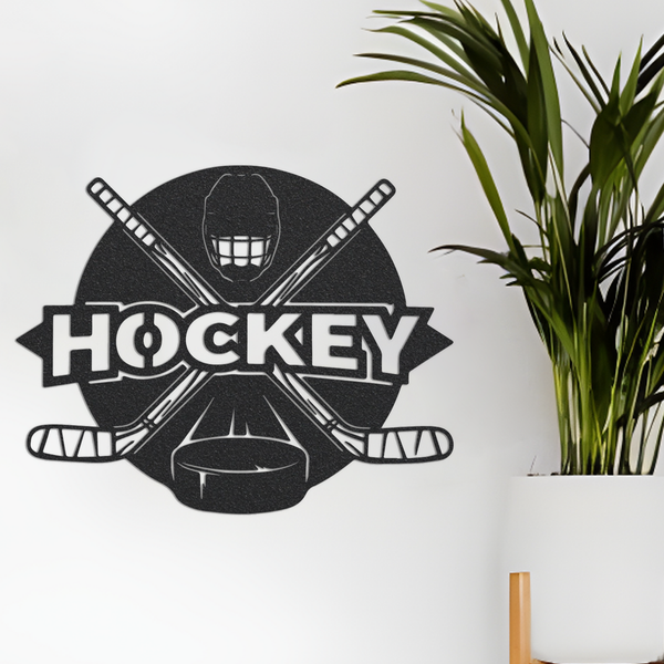 Hockey Stick Metal Sign,Personalized Hockey Wall Art,Hockey Wall Decor,Custom Hockey Player Name Sign,Hockey sign for Kids Room Decor