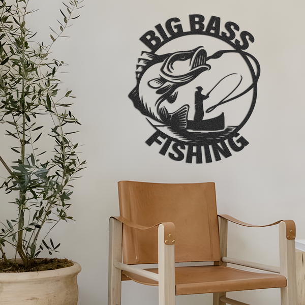 Metal Big Bass Fishing Sign, Bass Sign, Metal Fishing Sign, Metal Bass Fishing Sign, Fish Sign, Metal Wall Art, Home Decor, Backyard Sign