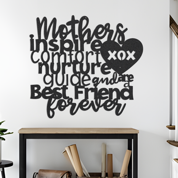 Mothers Inspire Wall Art Metal Sign, Heart Wall Art, Inspirational Art Mothers Wall Decor, Best Friends Forever Metal Wall Art