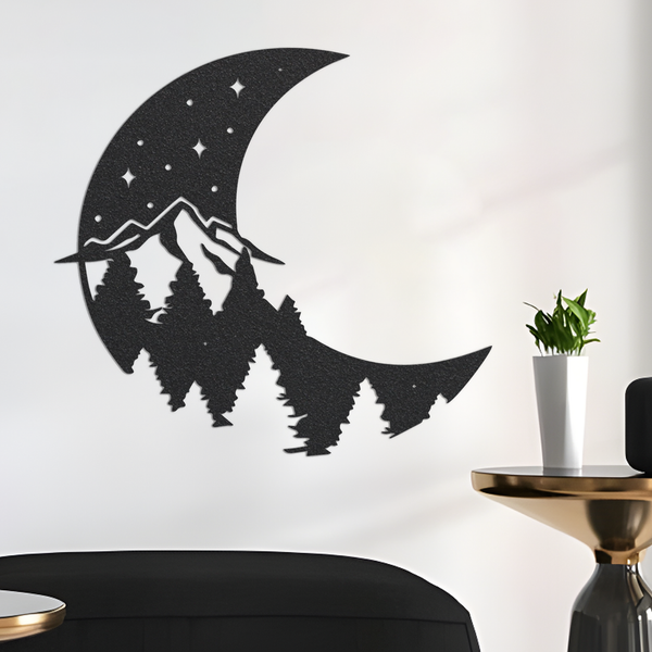 Moon Metal Wall Art, Tree and Moon Themed Metal Wall Decor, Housewarming Gift, Bedroom/Living Room Decoration, Moon Sign, Boho Decor