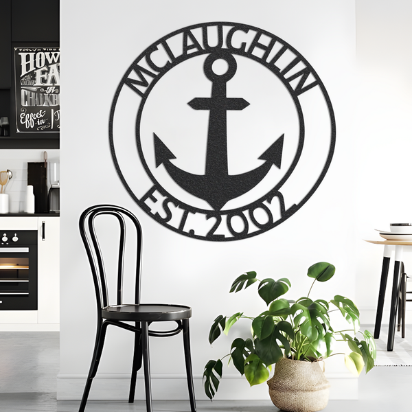 Metal Anchor Sign, Nautical Sign, Metal Anchor Sign, Home Decor Sign, Metal Front Door Sign, Housewarming Gift Idea, Custom Name Sign