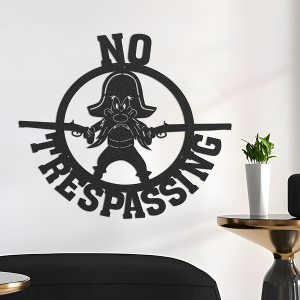 No Trespassing Metal Wall Art, Metal Gun Sign, Outdoor Metal Art, No Trespassing Sign, Geometric Wall Art, Laser Cut Wall Art, Metal Signs