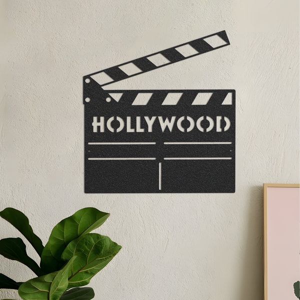 Movie Signs Metal Wall Art, Hollywood Metal Name Sign, Clapper Board Movie Room Decor, Black Metal Wall Art, Modern Hollywood Decor