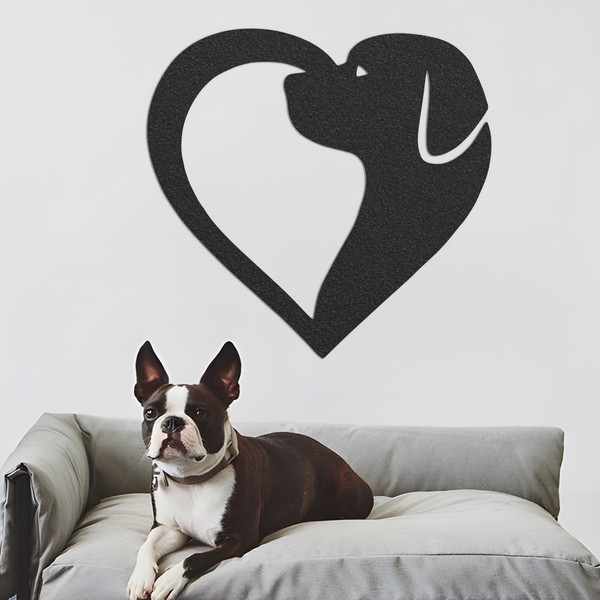 Dog Heart Wall Art, Love Dog Wall Decor, Valentines Metal Sign, Anniversary Gift, Romantic Wall Art, Gift For Dog Lovers, Housewarming Gift