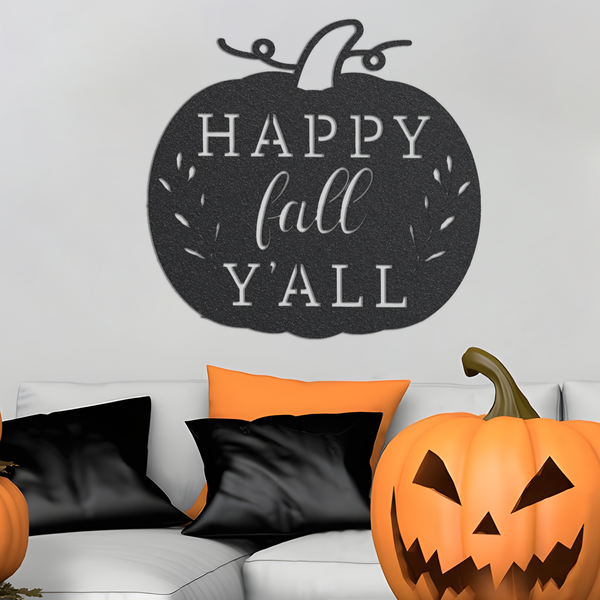 Metal Happy Fall Y'all Sign, Autumn Sign, Metal Front Door Sign, Home Decor Sign, Metal Greeting Sign, Pumpkin Sign, Fall Decor, Halloween