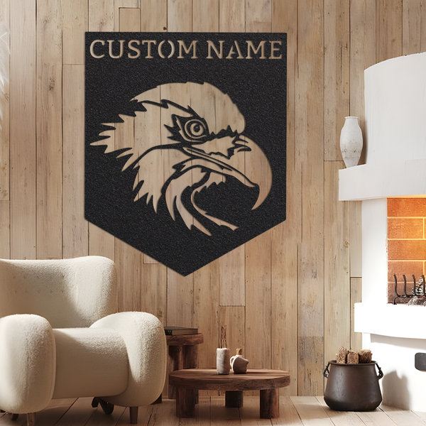 Eagle Monogram Sign,Eagle Metal Wall Art,Custom Eagle Name Sign,Personalized Eagle Wall Decor,Front Door Decor,Outdoor Decor