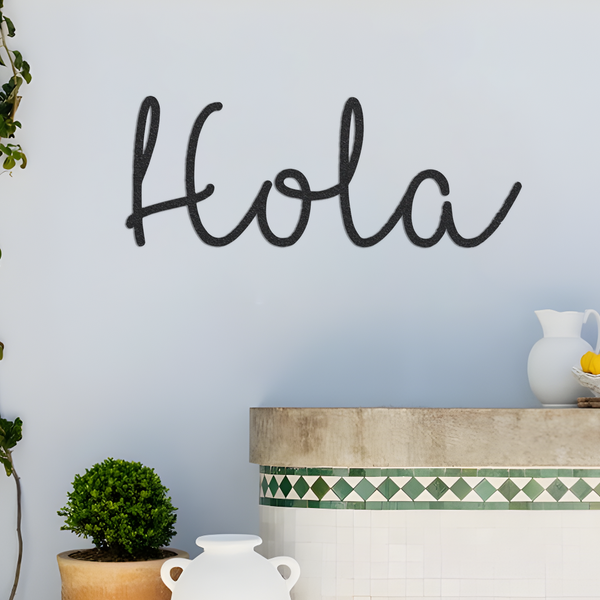 Hola Spanish Metal Sign, Metal Sign Outdoor, Large Metal Wall Art, Spanish Word Metal Sign, Wall Hanging Word Sign, Metal Sign Decor