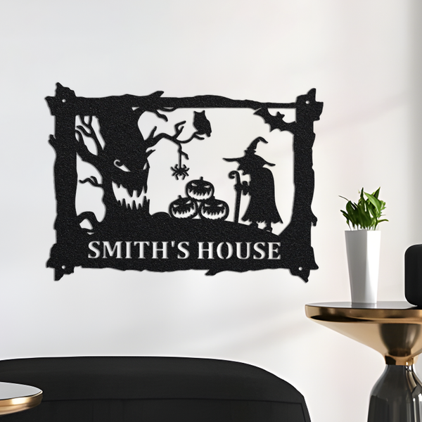 Beware of the Witches Halloween Metal Sign with Custom Name, Halloween Outdoor Perfect Gift for Halloween, House Decoration, Halloween Gift.1