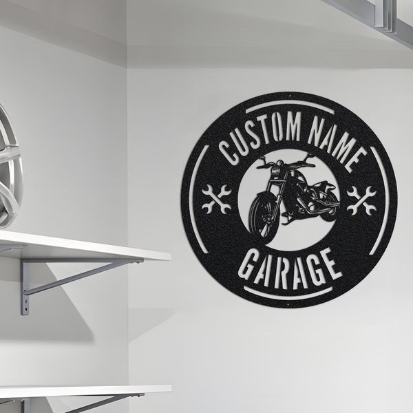 Garage Metal Sign,Custom Work Shop Name Sign,Personalized Motorcycle Metal Sign,Motorcycle Wall Decor,Men Cave Sign,Car Monogram Metal Sign