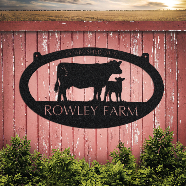 Custom metal COW CALF SIGN, can add your brand, cow calf sign, cattle sign, cow farm sign