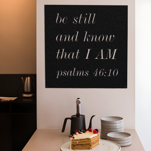 BE Still and KNOW I AM , huge metal wall hanging