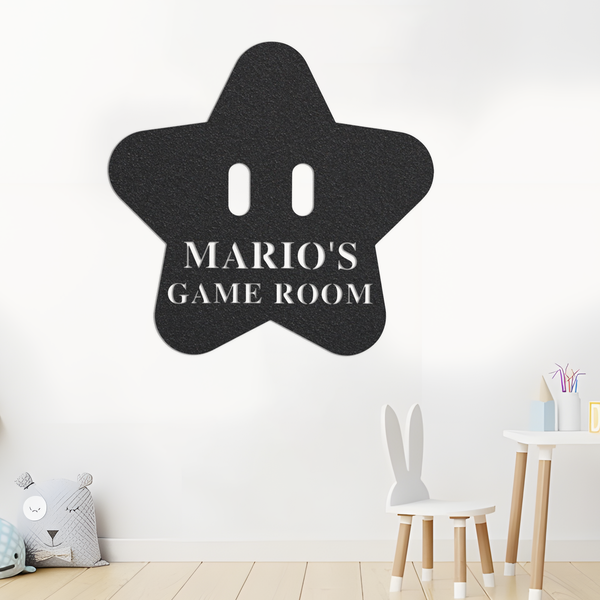 Mario sign, Game room sign, game sign, star sign, gift for him, gift for kids, custom metal sign, custom game sign, super mario, presents