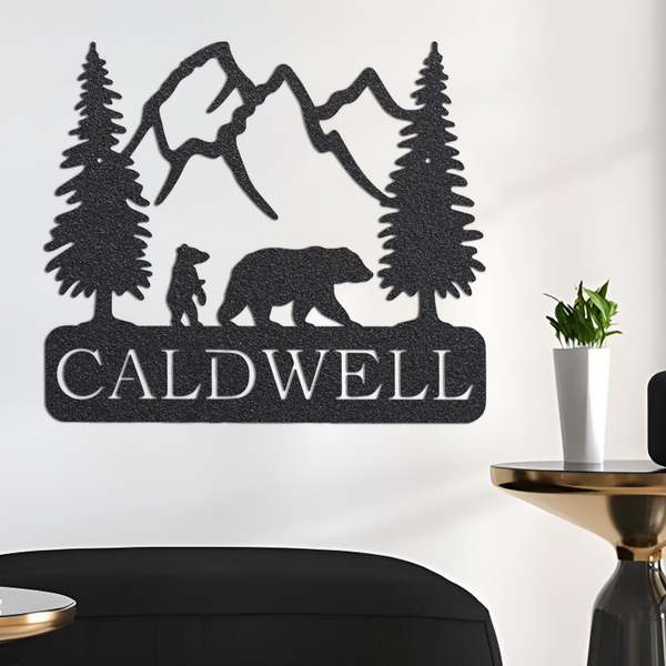 Bear Personalized Metal Sign, Metal Cabin Sign, Cabin Sign, Custom Metal Sign, Family Name Sign, Last Name Sign, Cabin Wall Art, Custom Gift