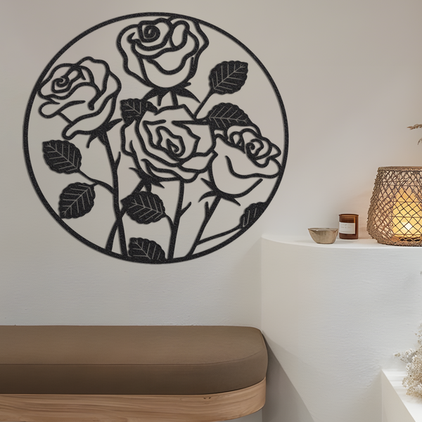 Floral metal wall art decor, beautiful rose decor, living room decor, bedroom wall decor, bedside wall decor, home office wall decor