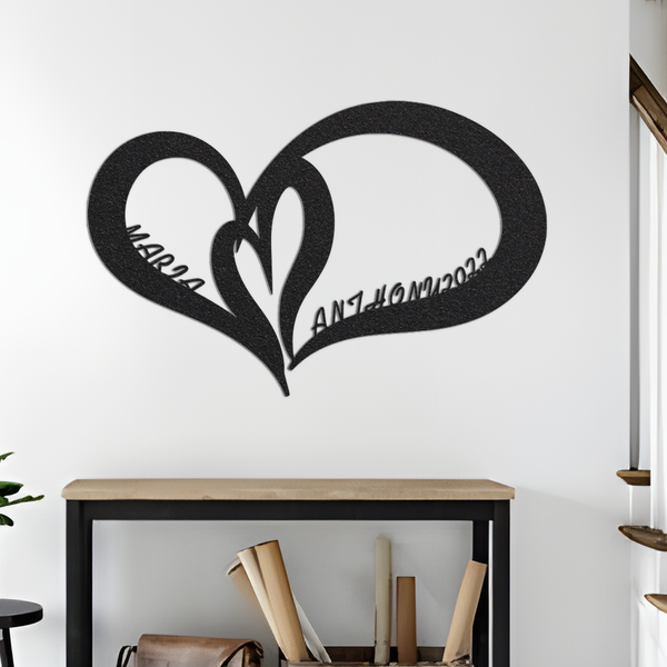 Customized heart-shaped metal sign/personalized infinity heart metal wall decor/holiday anniversary gift