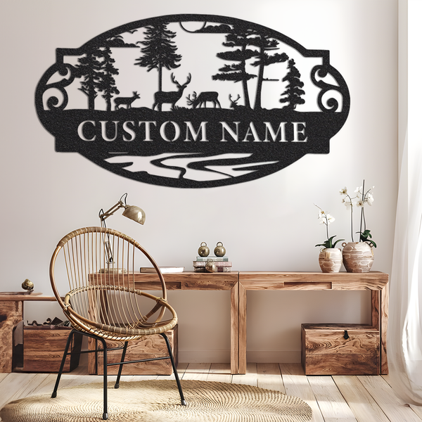 Customized Deer in the Woods Metal Sign, Deer Signs, For Hunting Lovers