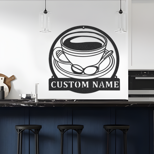 Personalized Coffee Bar Sign, Custom Metal Coffee Bar Sign, Coffee Decor, Custom Coffee Lover Decor, Kitchen Wall Decor