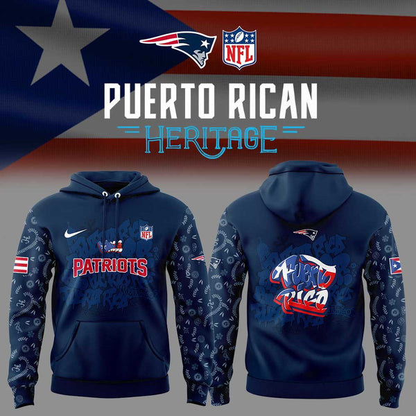 New England Patriots Puerto Rican Heritage Combo Hoodie - EC46