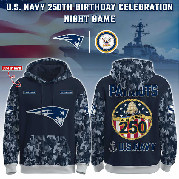 New England Patriots Navy 250th Birthday Hoodie Limited Edions - AK92