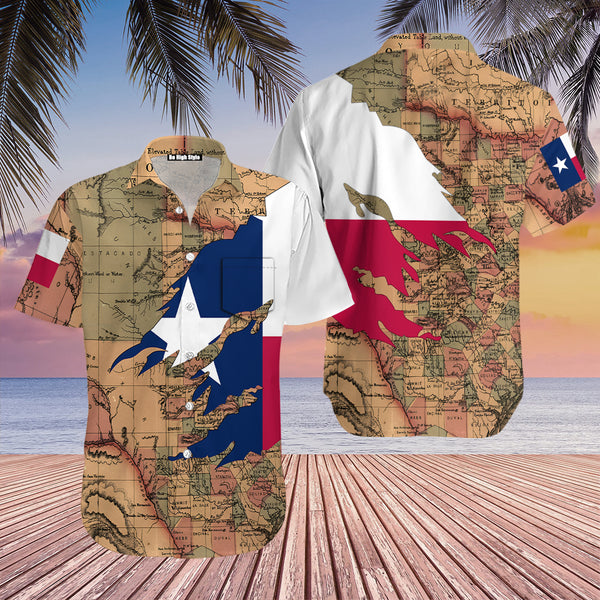 Texas Flag And Map Hawaiian Shirt | HW2435