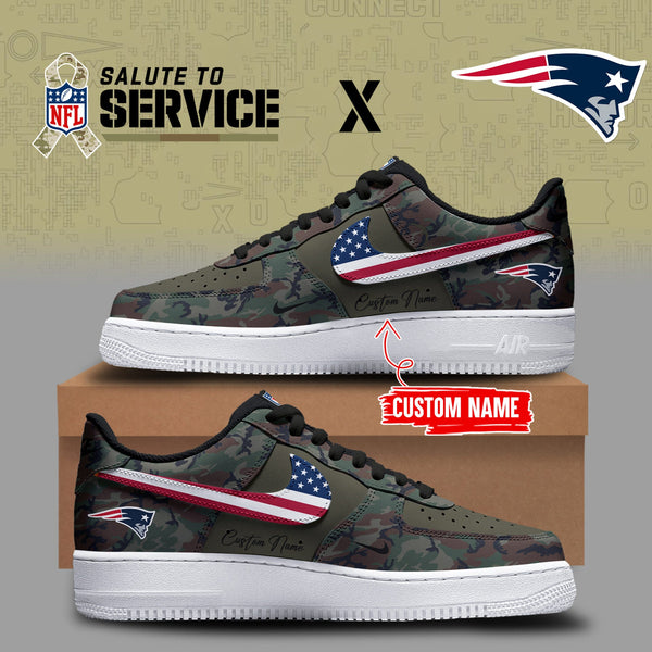 Limited Edition Salute to Service 2025 Air Force Shoes Custom Name - New England Patriots - IX96