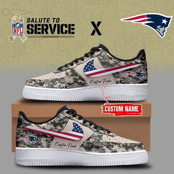 Limited Edition Salute to Service 2025 Air Force Shoes Custom Name - New England Patriots - AY41