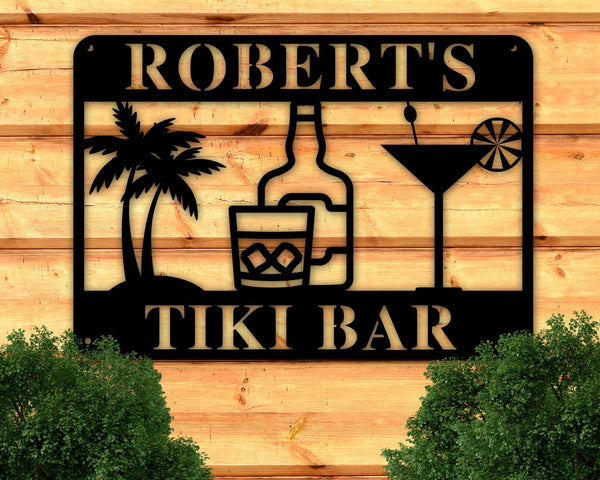 Personalized Tiki Bar Sign, Personalized Metal Bar Sign, Beach Bar Sign, Pool Decor, Custom Metal Signs, Pool Bar, Outdoor Metal Sign