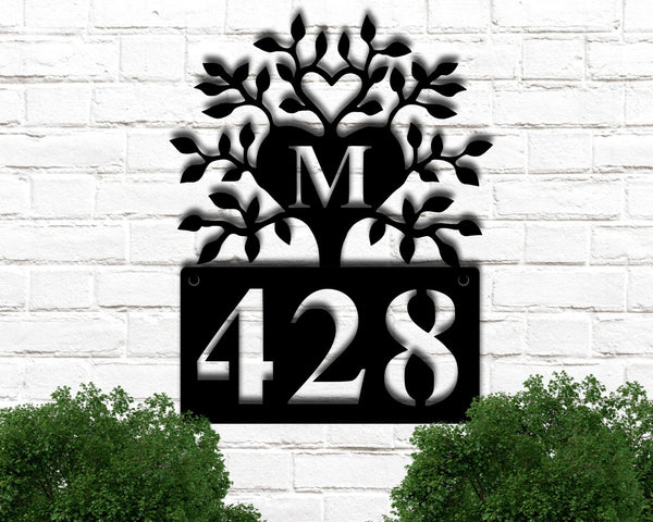 Personalized Metal Address Sign for House, Custom Address Sign Metal, Tree of Life Metal Wall Art, Decorative Address Sign, House Numbers