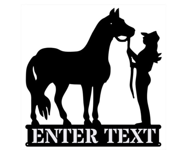 Personalized Horse With Rider Metal Wall Art, Laser Cut Metal Name Sign, Horse Sign Above Bed Decor, Custom Metal Sign, Gift For Horse Lover1