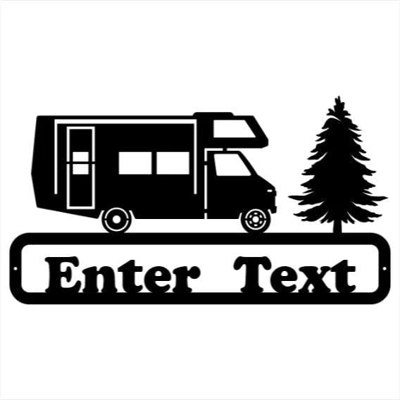 Truck Campers With Tree Metal Sign, Personalized Metal Name Sign, Laser Cut Travel Trailer, Garage Decor, Travel Lover Gift