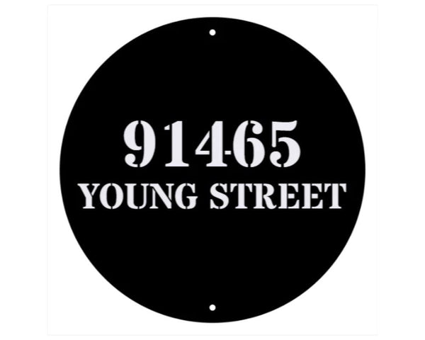 Round Address Sign Metal Wall Art, Round Metal Modern Address Sign, Custom House Number Plaque, Round Street Name and Number Sign