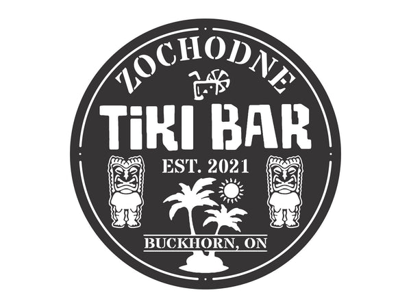 Tiki Bar Sign, Personalized Bar Sign, Metal Bar D�cor, Established Tiki Bar Sign, Custom Tiki Bar Sign, Rustic Home Wall D�cor