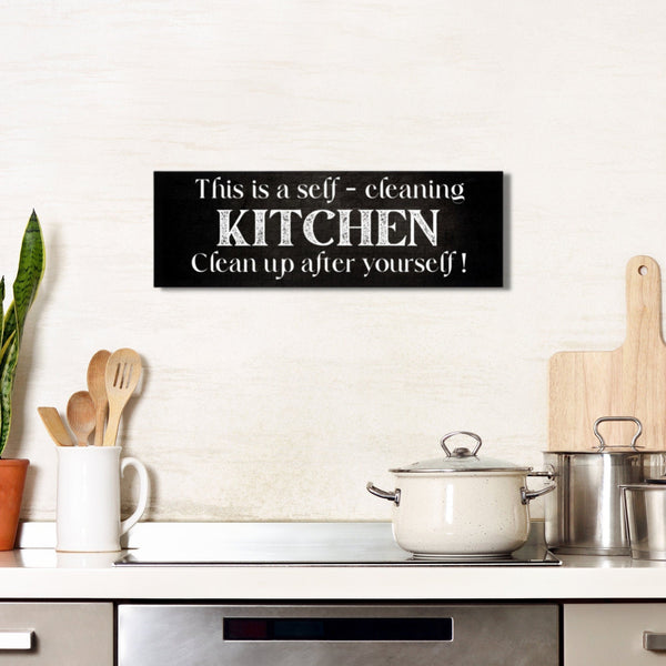 Self Cleaning Wood Sign, Kitchen Wall Decor, Wooden Sign, Kitchen Wood Plaque, Mother's Day Gift, Funny Kitchen Quote, Housewarming Gift