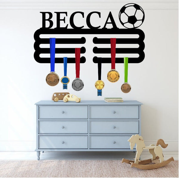 Personalized Medal Holder / Soccer Medal Holder / Custom Metal Medal Holder / Soccer Home Decor / Kids Medal Holder