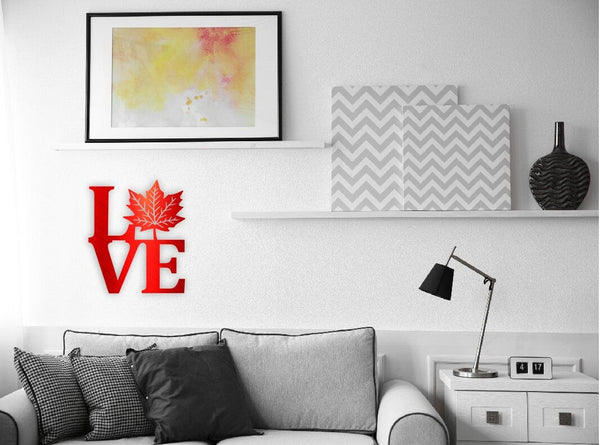 LOVE Maple Leaf Metal Sign / Canadian Wall Decor / Metal Wall Decor / LOVE home Decor / Fall Home Decor / Metal Wall Art