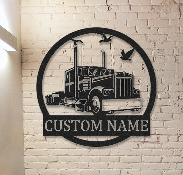 Custom Truck Metal Sign,Metal Truck Sign,Semi Truck Wall Art,Truck Decor,Truck Driver Gift,Man Cave Decor,trucking company