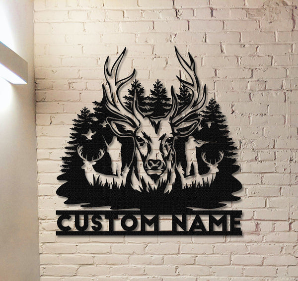 Deer Hunting Metal Sign,Custom Deer Wall Art,Personalized Hunting Wall Decor,Gift for Hunter,Hunter Name Sign,Deer Wall Art,Men Cave Sign