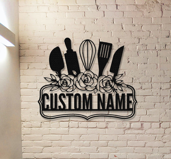 Personalized Kitchen Sign name,Kitchen Wall Art,Custom Kitchen Wall Decor,Home decor,Gift for Mom,Family Name Sign