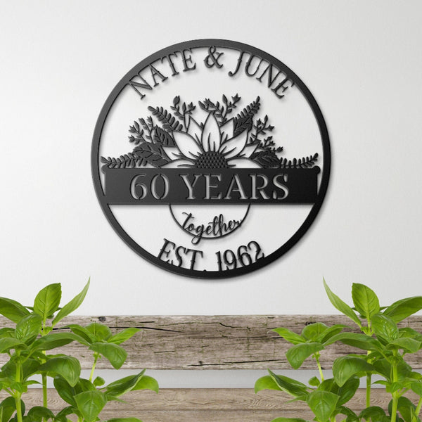 Personalized 60th Anniversary Sign, Gift For Parents, Wedding Anniversary Sign, Parents Anniversary Gift, 60th Anniversary Ornament