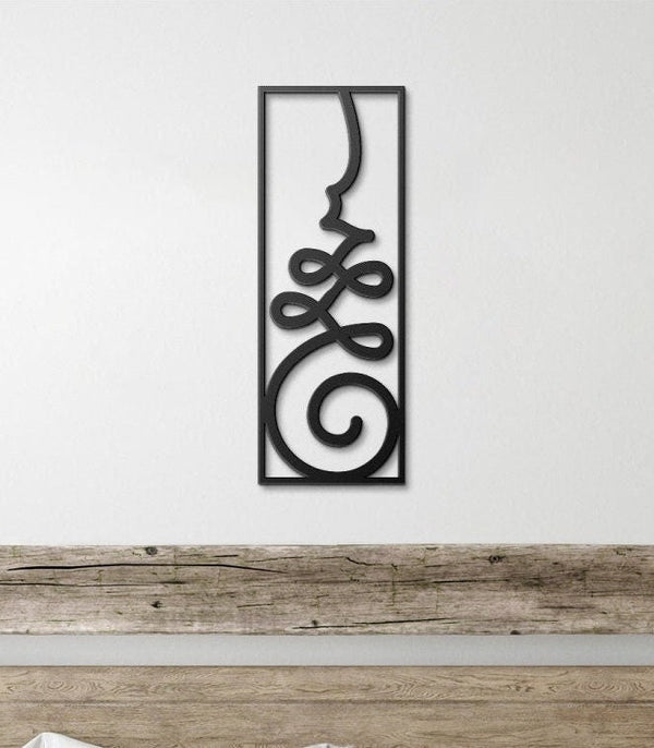 Unalome Metal Wall Art, Hindu Metal Sign, Buddhist Symbol Wall Decor, Ethnic Metal Art, Wall Hanging Unalome Sign, Abstract Metal Decor