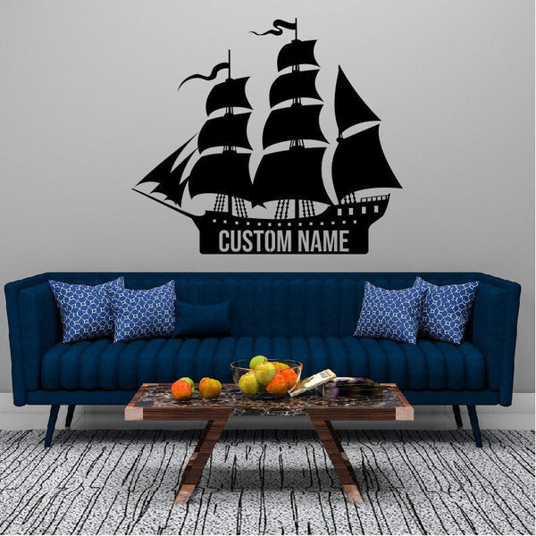 Personalized Pirate Ship Metal Name Sign / Pirate Metal Wall Decor / Metal Name Sign / Personalized Home Decor / Pirateship Metal Wall Art