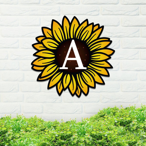 Metal Sunflower Sign, Custom Metal Sign, Metal Name Sign, Initial Sign, Metal Monogram Letters, Personalized Sunflower Sign