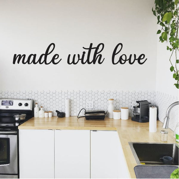 Made With Love Metal Wall Art / Kitchen Wall Decor / Metal Kitchen Wall Decor / Home Decor / Script Home Decor / Metal Wall Art Words