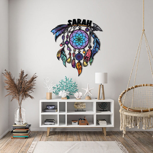 Dream Catcher Sign, Dream Catcher Name Sign, Boho Decor, Bedroom Decor, Metal Dreamcatcher