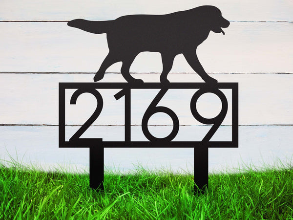 Personalized Metal Address Sign, Modern Address Sign, Pet Owner Gift, Address Sign with Stakes, Staked Address, Address Sign for Lawn, Dog