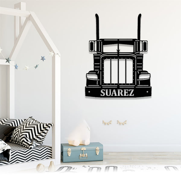 Custom Semi Truck Metal Wall Art,Semi Truck Sign With LED Lights,Personalized Truck Driver Name Sign,Semi-Trailer Wall Decor,Gifts for Dad