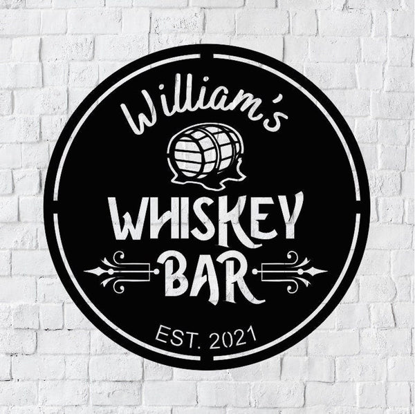 Personalized Metal Bar Sign, Fathers Day Gift, Metal Sign, Established Date, Custom Bar Plaque, Custom Steel Wall Whiskey Wall Decor